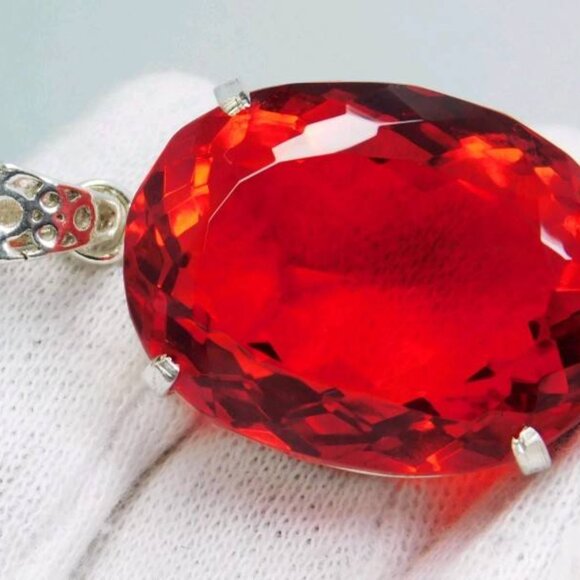 Certified 141.20 Ct Red Orange Mexican Fire Opal Pendant Gemstone  BG#96 - Picture 4 of 4